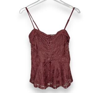 Express One Eleven Mauve Lace Corset Camisole Tank Top Size Small